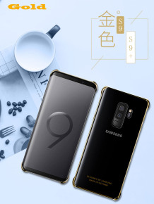 Луксозен твърд гръб ултра тънък прозрачен оригинален EF-QG965 за Samsung Galaxy S9 Plus G965 черен кант / piano black